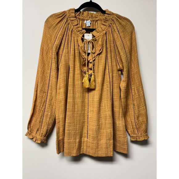 Sundance Tops - NWT - SUNDANCE Boho Peasant Blouse Tassel Ties Ladder Lace, Sz L